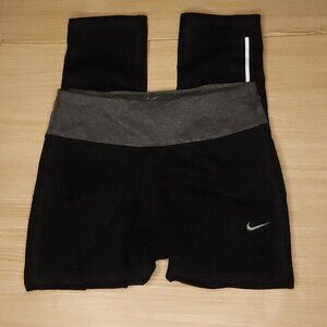Nike Dri-fit Black Capri Leggings With Grey Band XS